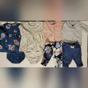 Lot of 4 Carter's 0-3 Month Baby Girl Outfits